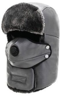 SILOQIN mannen Winter Hoeden Vrouwen Warm Bomber Hoed Met Masker Dikke Fluwelen Paar cap Winter Thermische Winddicht ski Caps grijs