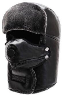SILOQIN mannen Winter Hoeden Vrouwen Warm Bomber Hoed Met Masker Dikke Fluwelen Paar cap Winter Thermische Winddicht ski Caps zwart