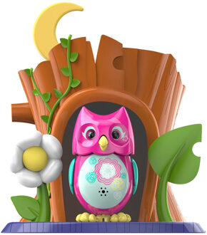 Silv Digi uiltje roze met boomstronk sil