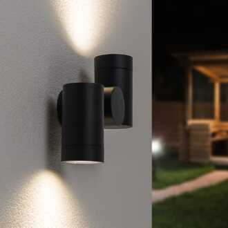 Silva - LED Wandlamp - IP64 Waterdicht - 8 Watt 690 Lumen - GU10 Fitting - 4000K Neutraal Wit - Dimbaar - Kantelbaar - Voor binnen en buiten - Up & Down Light - Zwart