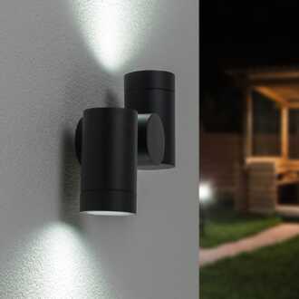 Silva - LED Wandlamp - IP64 Waterdicht - 8 Watt 690 Lumen - GU10 Fitting - 6500K Koud Wit - Dimbaar - Kantelbaar - Voor binnen en buiten - Up & Down Light - Zwart