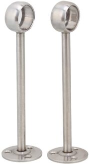Silve 22mm Open End Rvs Badkamer Handdoek Bar Rack Base Rail Houder Pak van 2