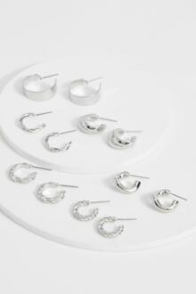Silver 6 Pack Hoop Earrings, Silver - ONE SIZE