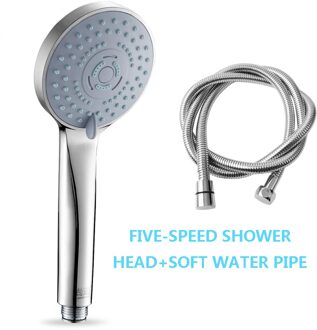 Silver Chrome Douchekop Met 3 & 5 Modus Onder Druk Waterdichte Hand-Held Huishouden Badkamer Waterbesparende Accessoires 5-2
