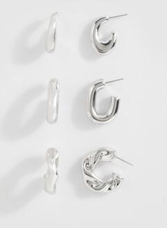 Silver Chunky Hoop Multipack Earrings, Silver - ONE SIZE