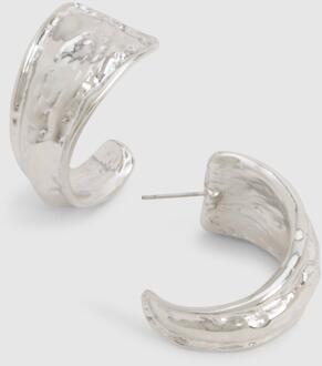 Silver Molten Hoop Earrings, Silver - ONE SIZE