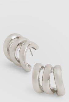 Silver Triple Hoop Earrings, Silver - ONE SIZE