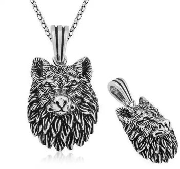 Silver Wolf Head Necklace,Great gift options for loved ones and the new year, long-lasting stylish designs