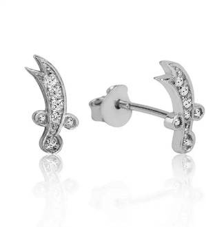 Silver Zulfiqar Sword Studded Earrings