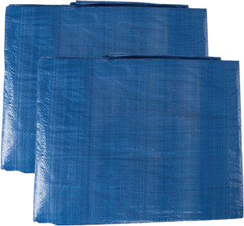 Silverline Afdekzeil/dekzeil - 2x - blauw - waterdicht - kunststof 65 gr/m2 - 180 x 240 cm