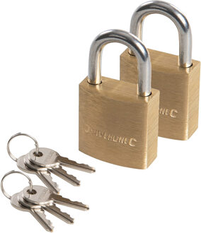Silverline Hangslot met 3 sleutels - 2x - 40 mm - messing - kofferslot