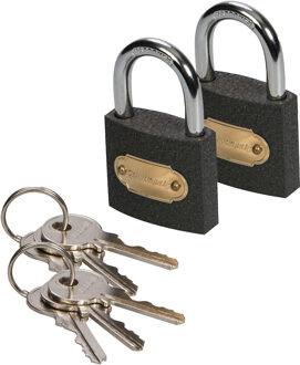 Silverline Hangslot met 3 sleutels - 2x - 60 mm - ijzer - kofferslot - heavy duty