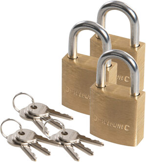 Silverline Hangslot met 3 sleutels - 3x - 50 mm - messing - kofferslot