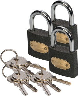 Silverline Hangslot met 3 sleutels - 3x - 60 mm - ijzer - kofferslot - heavy duty