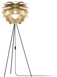 Silvia Medium vloerlamp brushed brass - met tripod zwart - Ø 50 Geel