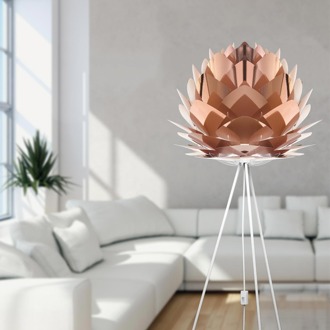 Silvia Medium vloerlamp copper - met tripod wit - Ø 50 cm Koper