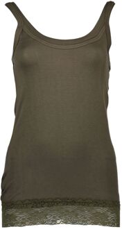 Silvian Heach Kanten Rand Mouwloos T-shirt met Ronde Hals Donkergroen