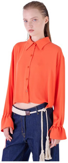 Silvian Heach Klokmouw Shirt Over Lijn Silvian Heach , Orange , Dames - Xl,L,M,S,Xs