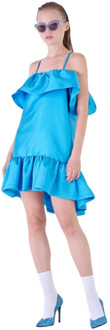 Silvian Heach Korte jurk met ruches en elastische halslijn Silvian Heach , Blue , Dames - L,M,S,Xs,2Xs