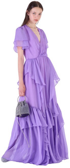 Silvian Heach Lange jurk met ruches Silvian Heach , Purple , Dames - L,M,S,Xs,2Xs