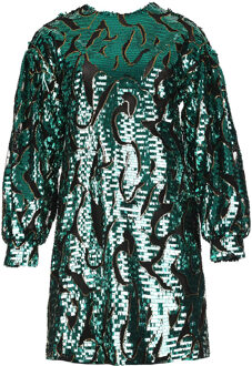 Silvian Heach Pailletten jurk met dierenprint Masaharu  groen - 34 (IT 40),36 (IT 42),