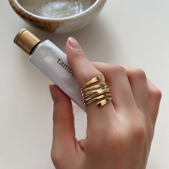 Silvology Sterling 925 Zilver Multi-layer Lijnen Ringen Temperament Japan Korea Weave Open Ringen Voor Vrouwen Zilveren Sieraden goud