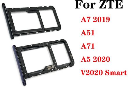 Sim Lade Houder Voor Zte A5 A7 A7S A51 A71 V2020 Smart Sim Card Tray Slot Houder Adapter socket Reparatie Onderdelen A71 zwart