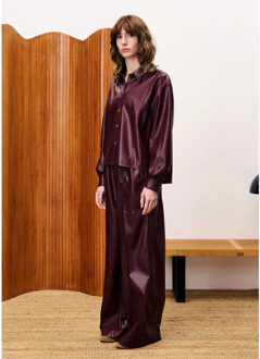 Simone lakleren blouse bordeaux - maat M Rood