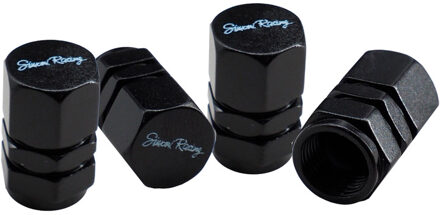 Simoni Racing Set ventielkapjes Hexagonal - Aluminium Zwart SRCAPS2N