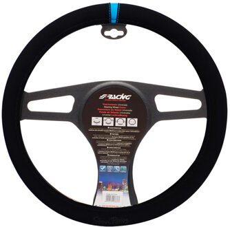 Simoni Racing Stuurwielhoes Carrera Look - Zwart Microvezel + Blauwe Markering - 37-39cm SRCVT27B