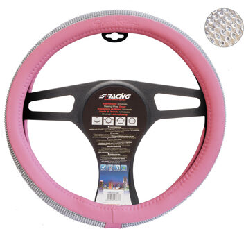 Simoni Racing Stuurwielhoes Diamonds - 37-39cm - Roze Eco-Leder SRCVT60P