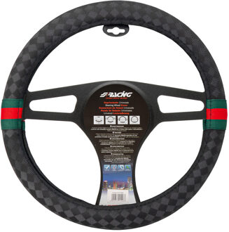 Simoni Racing Stuurwielhoes G-Style- 37-39cm - Zwart/Rood/Groen Eco-Leder SRCVT68