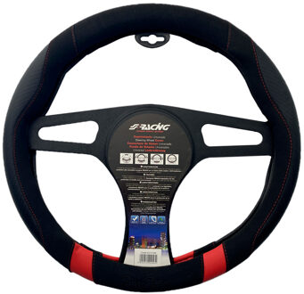 Simoni Racing Stuurwielhoes Good Vibe R - 37-39cm - Zwart Eco-Leder, Microfiber, Carbon look, Rode A SRCVT73R