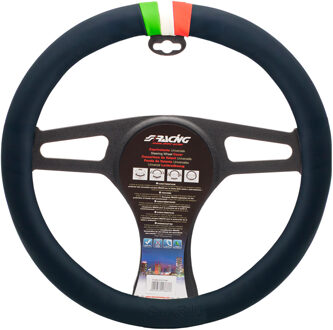 Simoni Racing Stuurwielhoes Pretty - Zwart Eco-Leder & Italiaanse vlag - 37-39cm SRCVT81