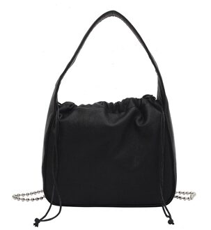 Simple Chain Lederen Crossbody Tassen Voor Vrouwen Handtassen En Portemonnees Vintage Schouder Messenger Bags zwart