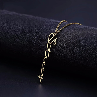 Simple Custom Vertical Name Pendant Necklace Personalized Jewelry Men Handmade Nameplate Pendant Necklaces Women Best Friend Gif