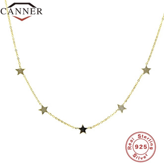 Simple INS 925 Sterling Silver Choker Gold Silver Chain Star Pendant Short Necklaces For Women Charming Zircon Necklace Jewelry