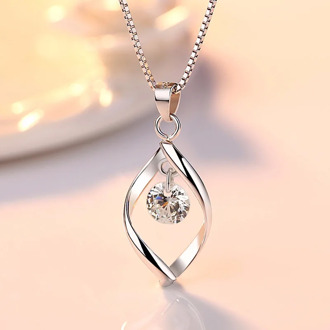 Simple Necklaces for Women 2020 Statement 925 Sterling Silver Zircon Stone Pendants Necklace Wedding Bridal Jewelry