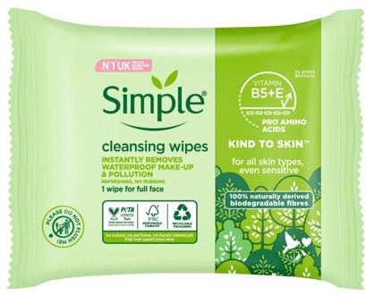 Simple Reinigingsdoekjes Simple Biodegradable Cleansing Wipes 25 st