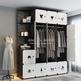 Simple Wardrobe Hanging Imitation Cloth Student Children Small Combination Folding Assembly Plastic DIY Closet Bedroom Furniture