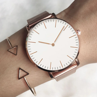 Simple Watch Women Rose Gold Stainless Steel Watch Luxury Ladies Quartz Wrist Watch Mesh Strap Ladies Clock Zegarek Damski 2020