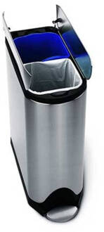 Simplehuman Butterfly Deluxe GFT Pedaalemmer 38 Liter (2x19 L) Vingerafdrukvrij Zilver