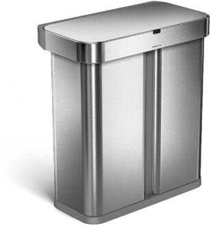 Simplehuman Liner Pocket Afvalemmer, Voice Control, Recycler, 24+34 Zilver