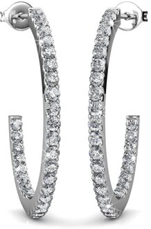 Simply Hoop Oorbellen - Zilver en Kristal - One Size