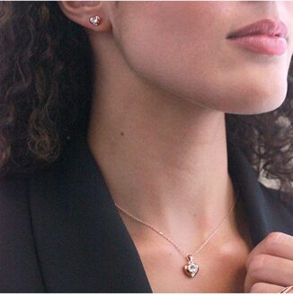 Simply Love oorbellen - Oostenrijks kristal Wit en roségoud - One Size