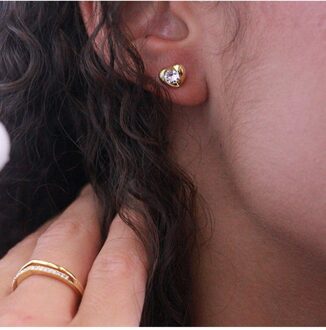 Simply Love oorbellen - Oostenrijks kristal Wit & Goud