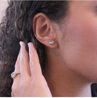 Simply Love oorbellen - Oostenrijks kristal Wit Zilver - One Size