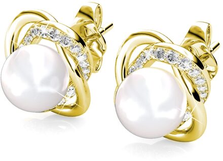Simply Pearl oorbellen - Goud en kristal