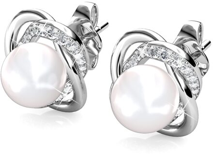 Simply Pearl oorbellen - Zilver en kristal