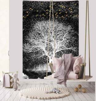 Simsant Boom Van Leven Wandtapijt Zwart En Witte Boom Bohemen Art Muur Opknoping Wandtapijten Voor Woonkamer Thuis Dorm Decor banner